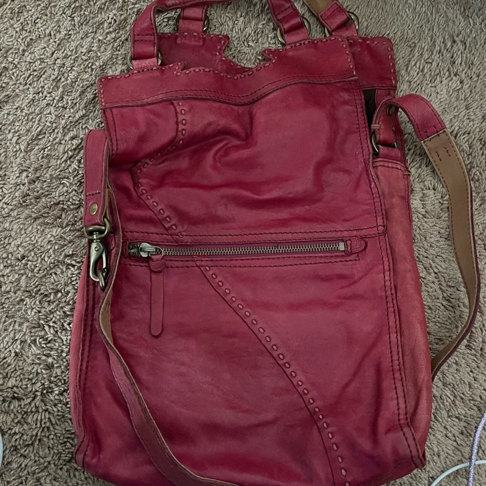 Vintage Lucky Brand Fold overalls leather Satchel